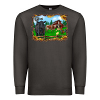 Smoke western barnyard black angus cattle longhorn rooster and chicks Premium Sweatshirt - RanaPortraitStore