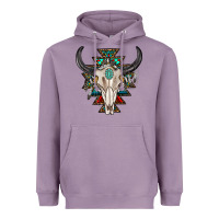 Lavender western aztec bull skull with gemstone Heavyweight Hoodie - texasbilliewilder