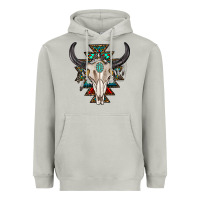 Moon Dust western aztec bull skull with gemstone Heavyweight Hoodie - texasbilliewilder