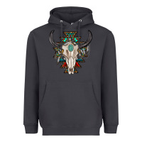 Smoke western aztec bull skull with gemstone Heavyweight Hoodie - texasbilliewilder