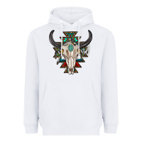 White western aztec bull skull with gemstone Heavyweight Hoodie - texasbilliewilder