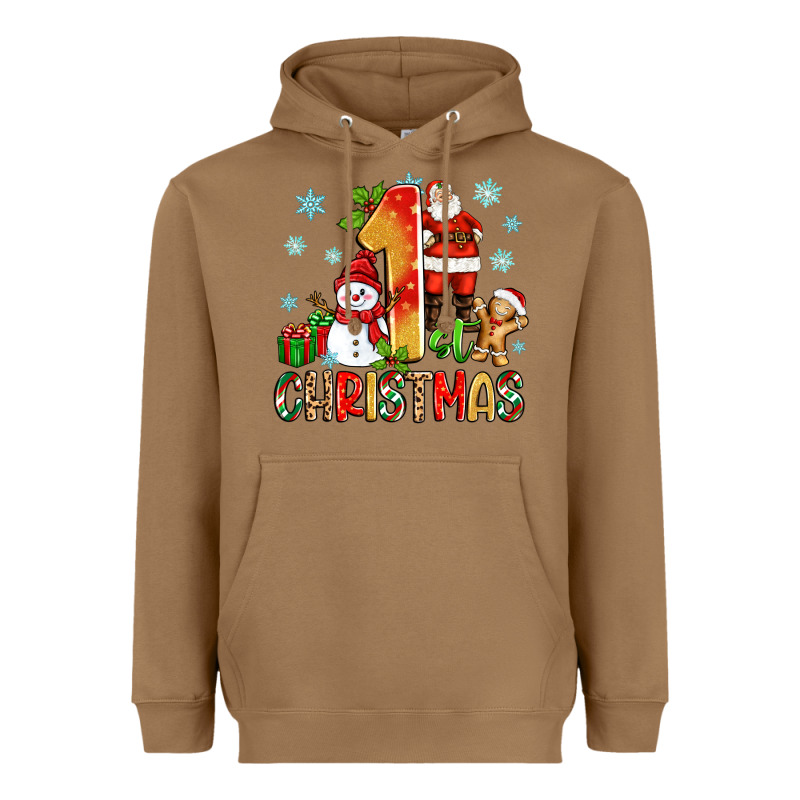 1st Christmas Santa And Snowman Heavyweight Hoodie by Zillion Design Studio | Teevron