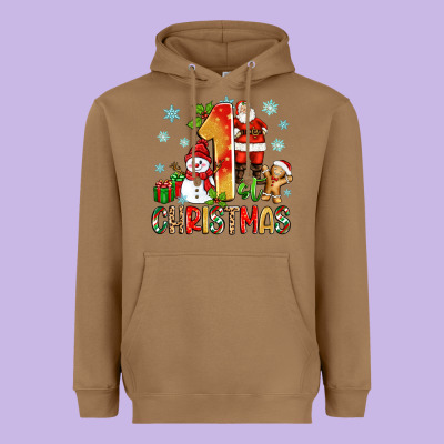 Heavyweight Hoodie 1st christmas santa and snowman