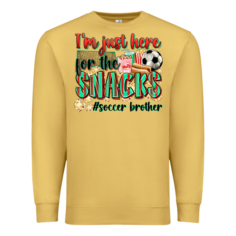 I'm Just Here For The Snacks #soccer  Brother Premium Sweatshirt by Zillion Design Studio | Teevron
