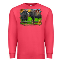 Cardinal black angus cattle and bull in barnyard Premium Sweatshirt - RanaPortraitStore