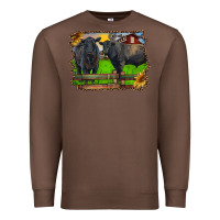 Chestnut black angus cattle and bull in barnyard Premium Sweatshirt - RanaPortraitStore