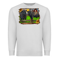 Dove Grey black angus cattle and bull in barnyard Premium Sweatshirt - RanaPortraitStore