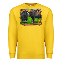 Lemon black angus cattle and bull in barnyard Premium Sweatshirt - RanaPortraitStore