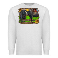 Oatmeal Heather black angus cattle and bull in barnyard Premium Sweatshirt - RanaPortraitStore