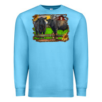 Ocean Blue black angus cattle and bull in barnyard Premium Sweatshirt - RanaPortraitStore