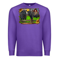 Purple black angus cattle and bull in barnyard Premium Sweatshirt - RanaPortraitStore