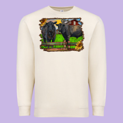 Black Angus Cattle And Bull In Barnyard Premium Sweatshirt Designed By Ranaportraitstore