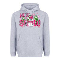 Heather Grey pink christmas let it snow Heavyweight Hoodie - Zillion Design Studio