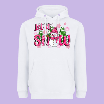 Heavyweight Hoodie pink christmas let it snow