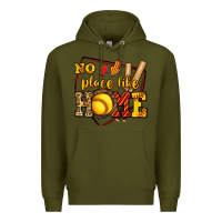 Army Green no place like home softball Premium Hoodie - Jasminsmagicworld
