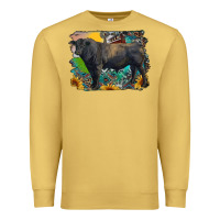 Black Angus Bull With Aztec And Farm Background Premium Sweatshirt | Teevron
