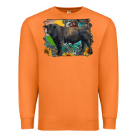 Carrot black angus bull with aztec and farm background Premium Sweatshirt - RanaPortraitStore