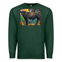 Sports Green black angus bull with aztec and farm background Premium Sweatshirt - RanaPortraitStore