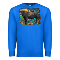True Royal black angus bull with aztec and farm background Premium Sweatshirt - RanaPortraitStore