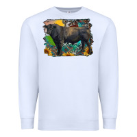 White black angus bull with aztec and farm background Premium Sweatshirt - RanaPortraitStore