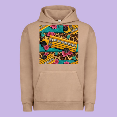 School Bus And Leopar Seamless Pattern Urban Hoodie Designed By Bundleandbundleshop