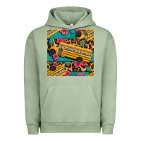 Pigment Oil Green school bus and leopar seamless pattern Urban Hoodie - BundleAndBundleShop