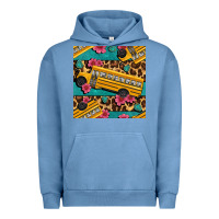 Pigment Pebble Blue school bus and leopar seamless pattern Urban Hoodie - BundleAndBundleShop