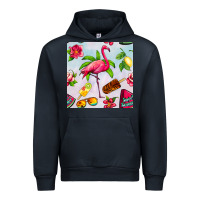 Navy sweet summer flamingo seamless pattern Urban Hoodie - BundleAndBundleShop