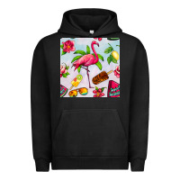 Pigment Black sweet summer flamingo seamless pattern Urban Hoodie - BundleAndBundleShop