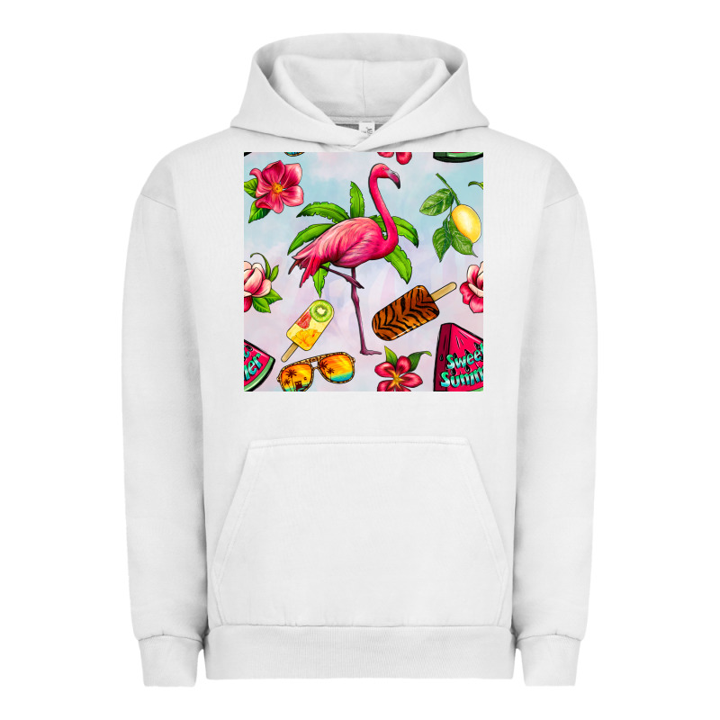 Sweet Summer Flamingo Seamless Pattern Urban Hoodie by BundleAndBundleShop | Teevron