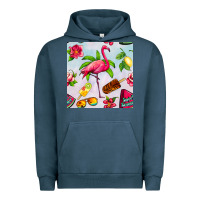 Pigment Midnight Navy sweet summer flamingo seamless pattern Urban Hoodie - BundleAndBundleShop