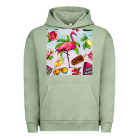 Pigment Oil Green sweet summer flamingo seamless pattern Urban Hoodie - BundleAndBundleShop