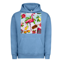 Pigment Pebble Blue sweet summer flamingo seamless pattern Urban Hoodie - BundleAndBundleShop