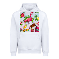 White sweet summer flamingo seamless pattern Urban Hoodie - BundleAndBundleShop