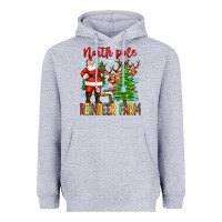 Heather Grey north pole reindeer farm Heavyweight Hoodie - Zillion Design Studio
