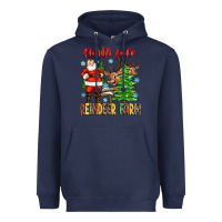 Navy north pole reindeer farm Heavyweight Hoodie - Zillion Design Studio