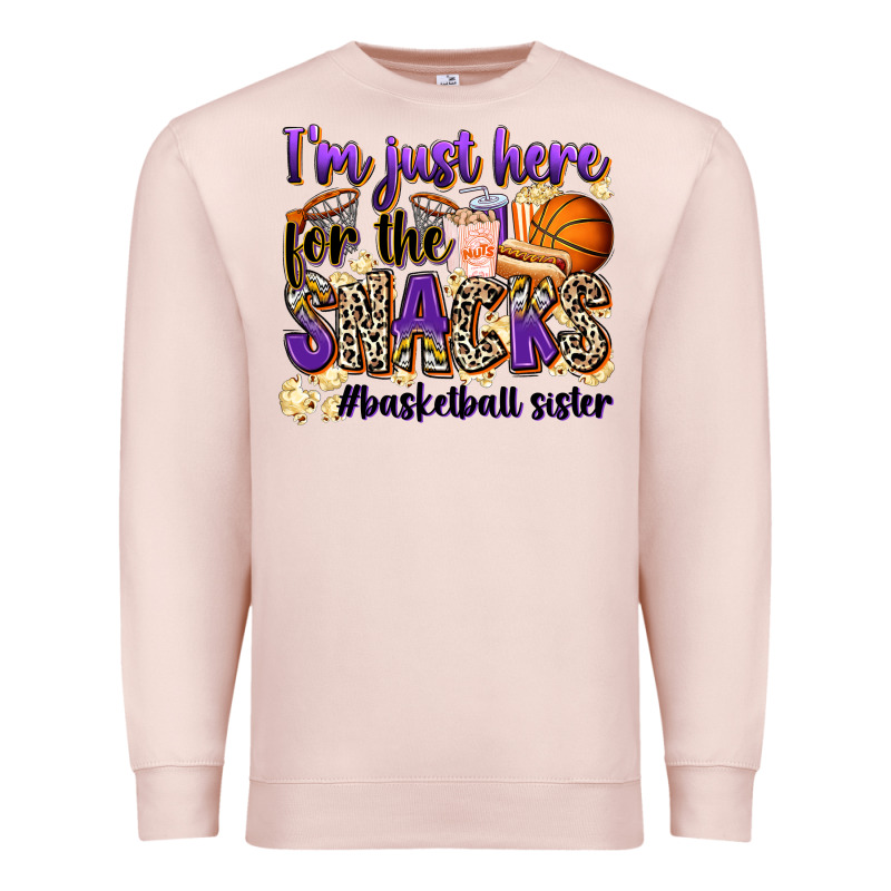 I'm Just Here For The Snacks #basketball Sister Premium Sweatshirt by Zillion Design Studio | Teevron