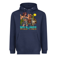 Navy wild and free Heavyweight Hoodie - texasbilliewilder