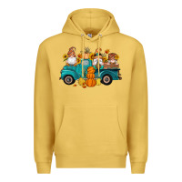 Antique Gold fall gnomes truck pumpkin sunflowers Premium Hoodie - Artiststas