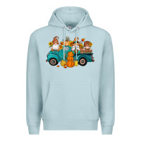 Blue Mist fall gnomes truck pumpkin sunflowers Premium Hoodie - Artiststas