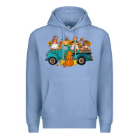 Colony Blue fall gnomes truck pumpkin sunflowers Premium Hoodie - Artiststas