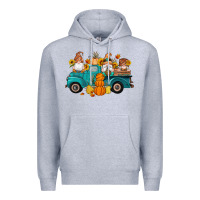 Heather Grey fall gnomes truck pumpkin sunflowers Premium Hoodie - Artiststas
