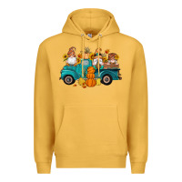 Mustard fall gnomes truck pumpkin sunflowers Premium Hoodie - Artiststas