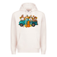 Pale Pink fall gnomes truck pumpkin sunflowers Premium Hoodie - Artiststas