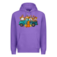 Purple fall gnomes truck pumpkin sunflowers Premium Hoodie - Artiststas