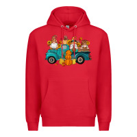 Red fall gnomes truck pumpkin sunflowers Premium Hoodie - Artiststas
