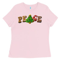 Bubblegum Pink christmas peace Ladies Tee - BarkalooDesign