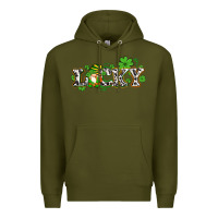 Army Green lucky with gnome and  shamrocks Premium Hoodie - AdoDesignShop