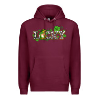 Burgundy lucky with gnome and  shamrocks Premium Hoodie - AdoDesignShop