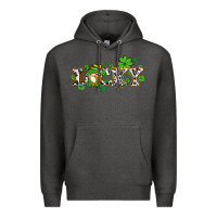 Charcoal Heather lucky with gnome and  shamrocks Premium Hoodie - AdoDesignShop
